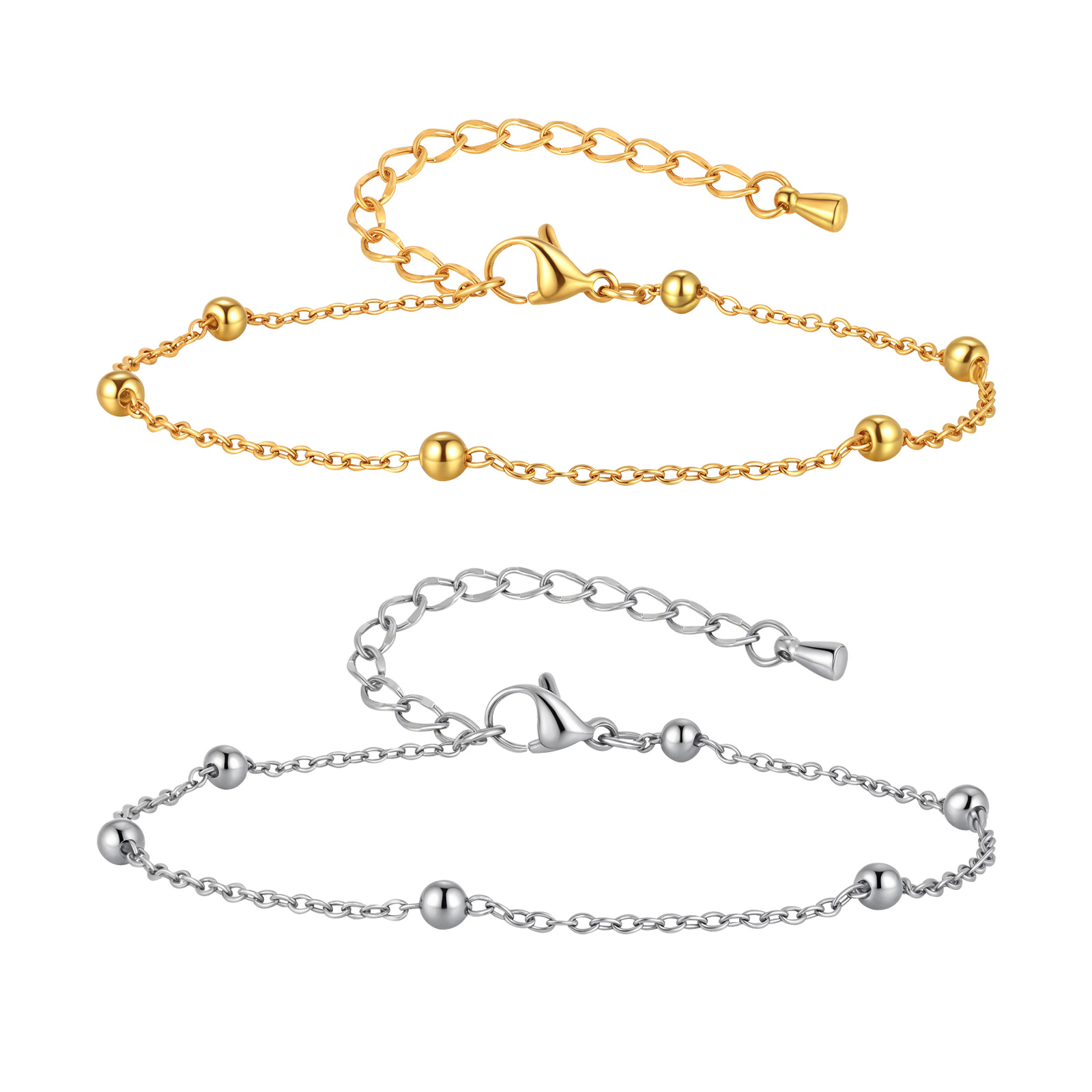 สร้อยข้อเท้าโซ่ลูกปัดสแตนเลสสำ - Jc Jewelry & Watches Photos บทวิจารณ์และราคา